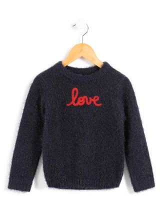 Pull bleu marine maille à poils Fille