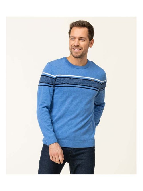 Pull bleu vif col rond Homme - Kiabi