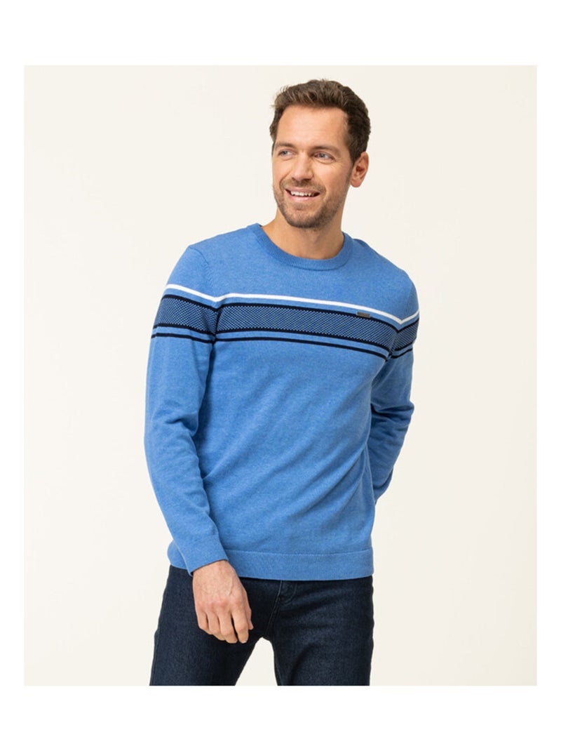 Pull bleu vif col rond Homme Bleu - Kiabi