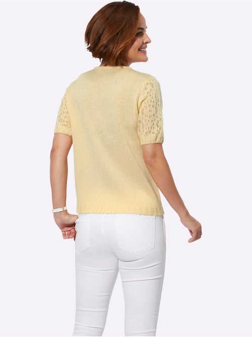 Pull bouclé avec manches ajourées et finition côtelée - Taille standard - Witt - Kiabi Pull bouclé avec manches ajourées et finition côtelée - Taille standard - Witt - Kiabi