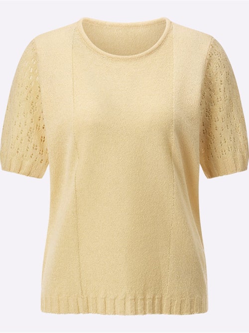 Pull bouclé avec manches ajourées et finition côtelée - Taille standard - Witt - Kiabi Pull bouclé avec manches ajourées et finition côtelée - Taille standard - Witt - Kiabi