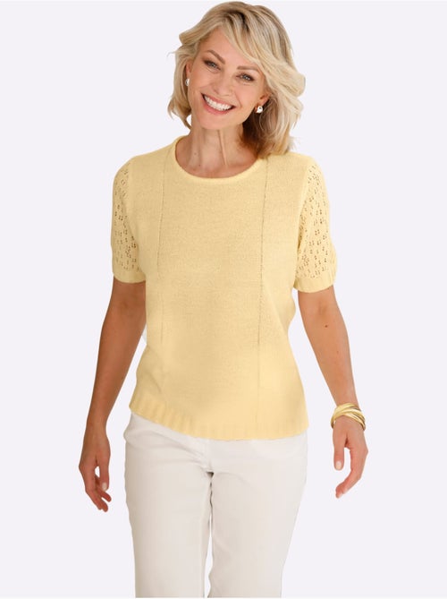 Pull bouclé avec manches ajourées et finition côtelée - Taille standard - Witt - Kiabi Pull bouclé avec manches ajourées et finition côtelée - Taille standard - Witt - Kiabi
