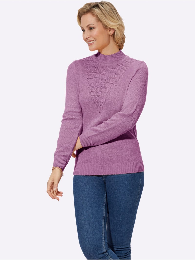 Pull Bouclé Motif Tricoté Affinant - Taille Standard - Witt Rose - Kiabi