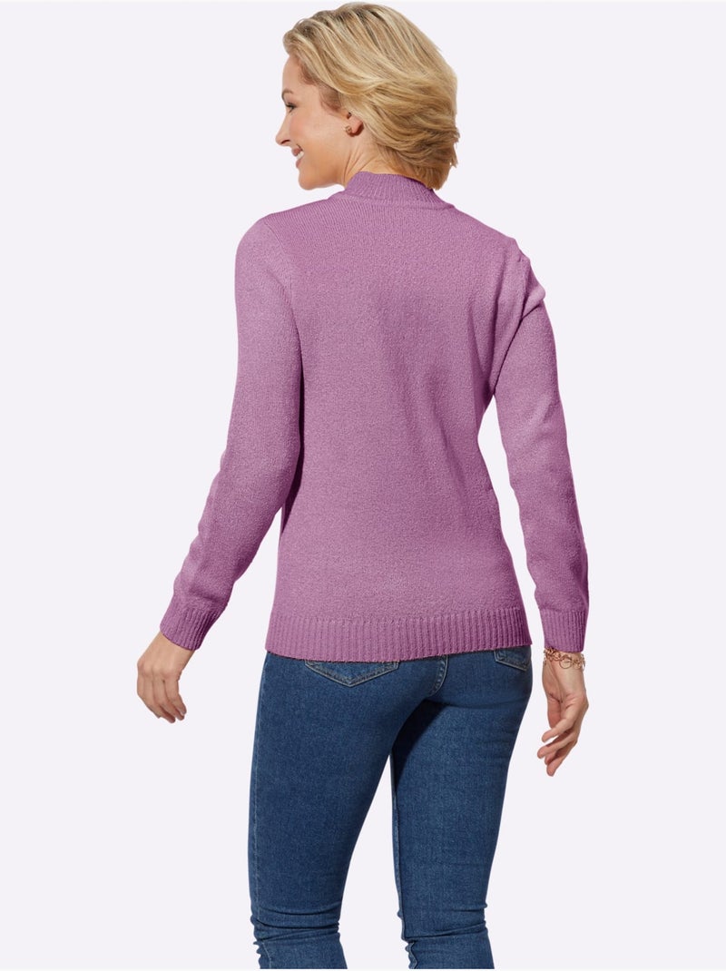 Pull Bouclé Motif Tricoté Affinant - Taille Standard - Witt Rose - Kiabi