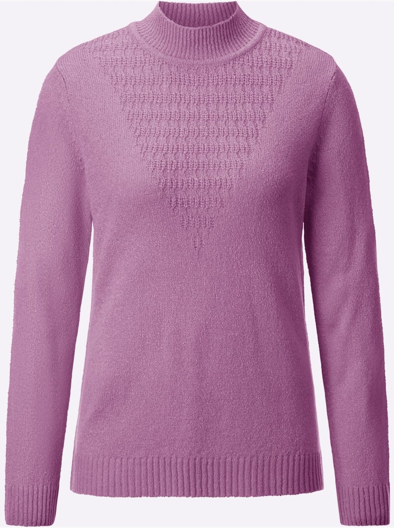 Pull Bouclé Motif Tricoté Affinant - Taille Standard - Witt Rose - Kiabi