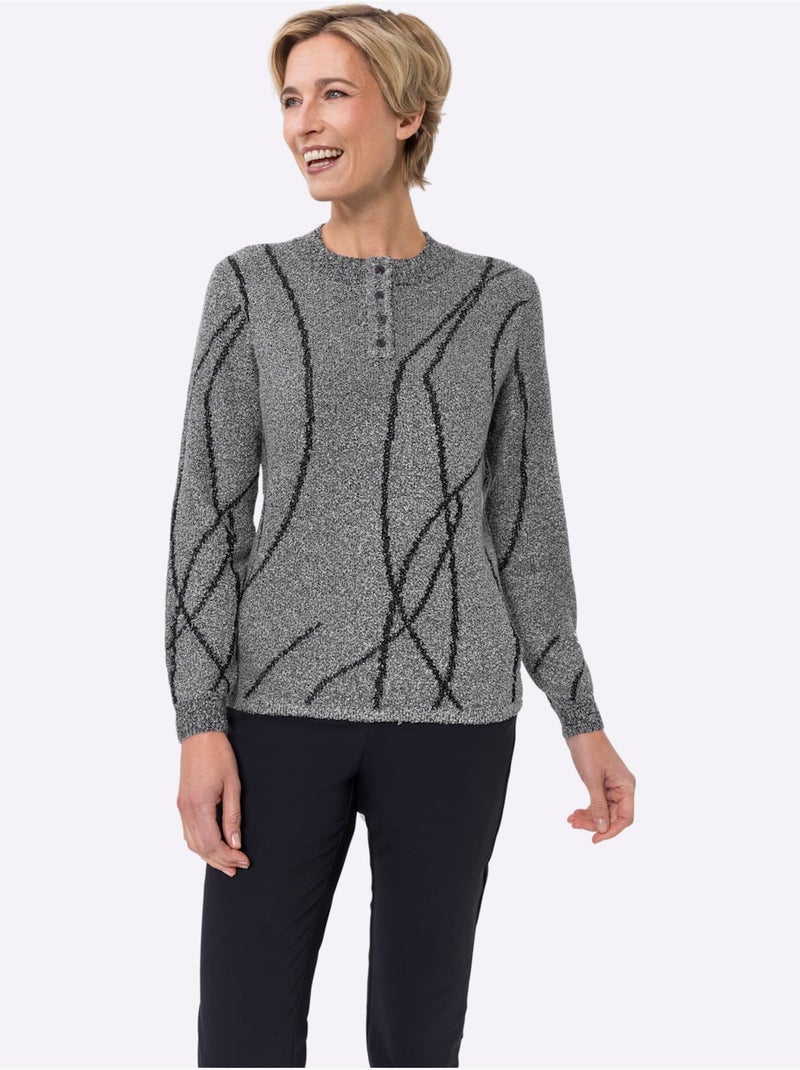 Pull Bouclé Qualité Bouclé Douce - Taille Standard - Moda Vilona Gris chiné - Kiabi
