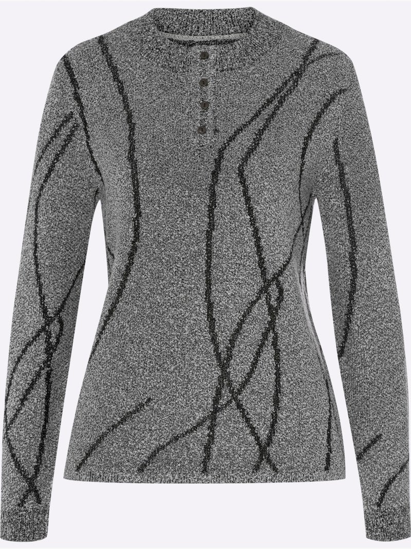 Pull Bouclé Qualité Bouclé Douce - Taille Standard - Moda Vilona Gris chiné - Kiabi