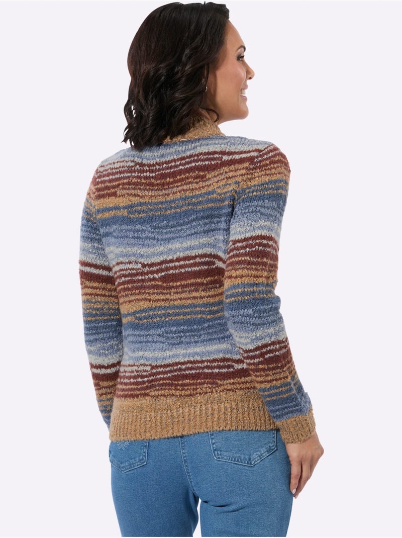 Pull Bouclé Qualité Bouclée Chaude - Taille Standard - Witt Bleu Ecru Bleu - Kiabi