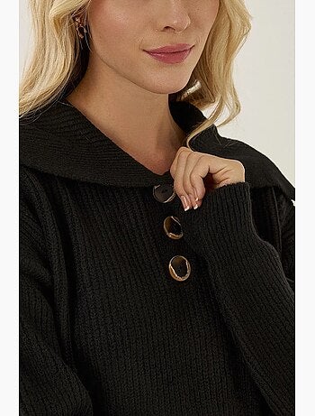 Pull boutonné à col châle hiccup