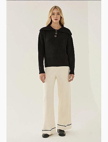 Pull boutonné à col châle hiccup
