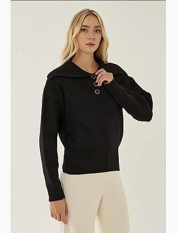 Pull boutonné à col châle hiccup