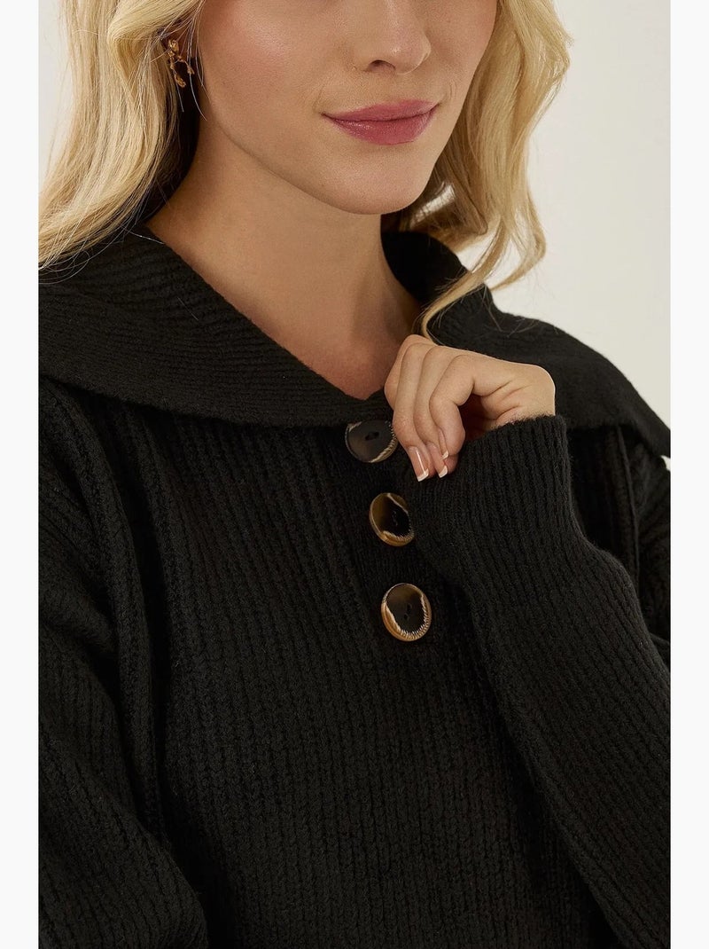 Pull boutonné à col châle hiccup Noir - Kiabi