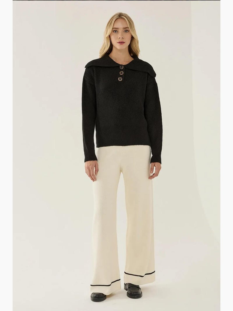Pull boutonné à col châle hiccup Noir - Kiabi