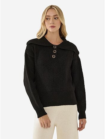 Pull boutonné à col châle