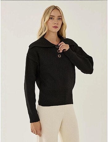Pull boutonné à col châle