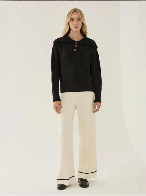 Pull boutonné à col châle - Kiabi