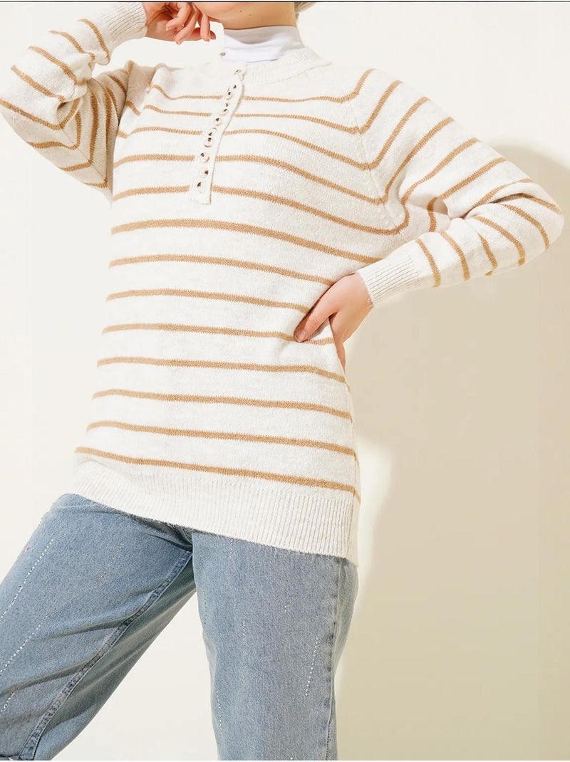 Pull boutonné bdart Camel - Kiabi
