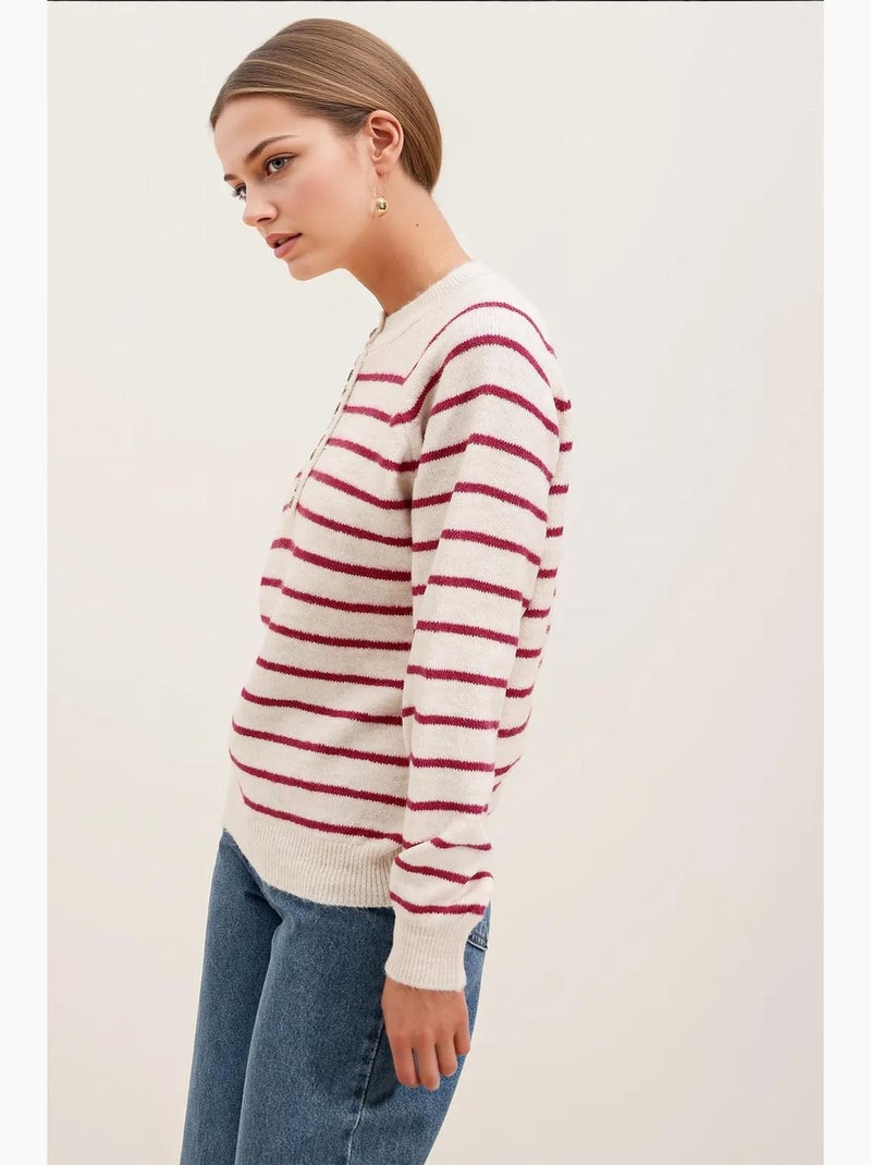 Pull boutonné bdart Crème - Kiabi