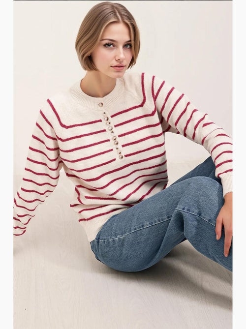 Pull boutonné bdart - Kiabi Pull boutonné bdart - Kiabi