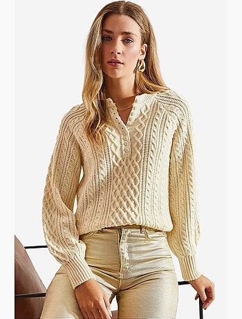 Pull boutonné en maille torsadée lucci