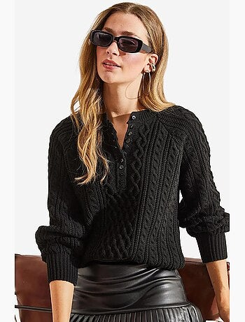 Pull boutonné en maille torsadée lucci
