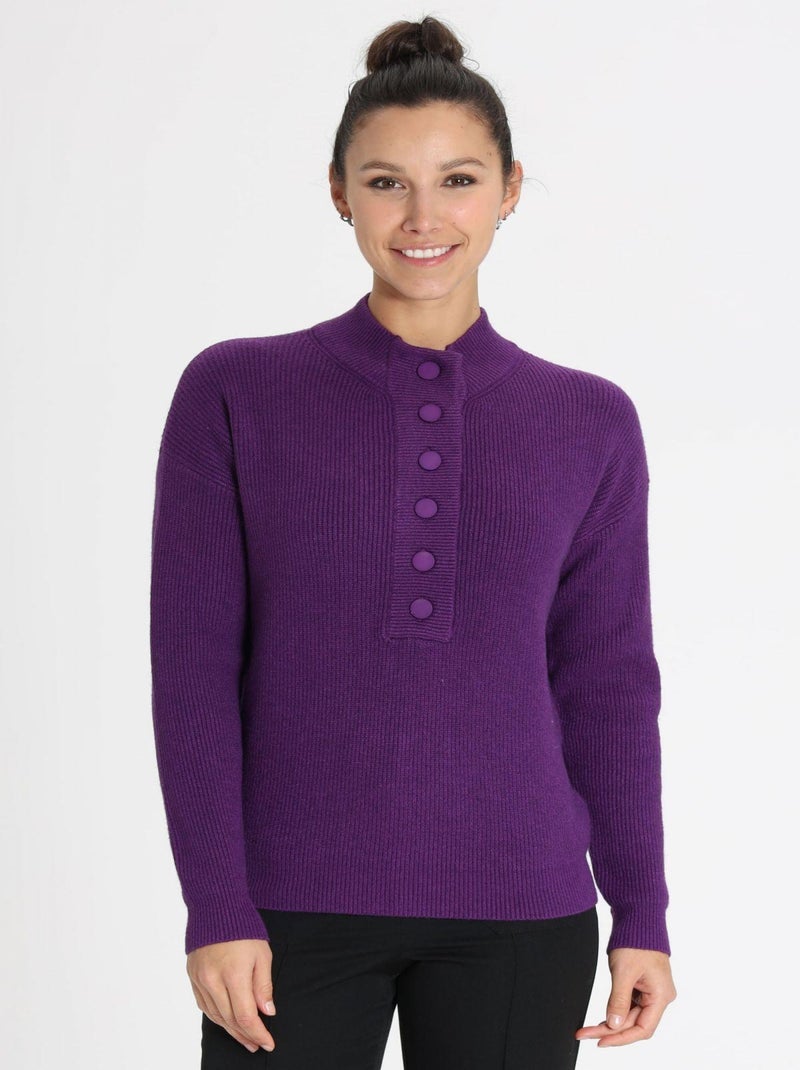 Pull boutonné PRUNE - Gérard Pasquier Violet prune - Kiabi