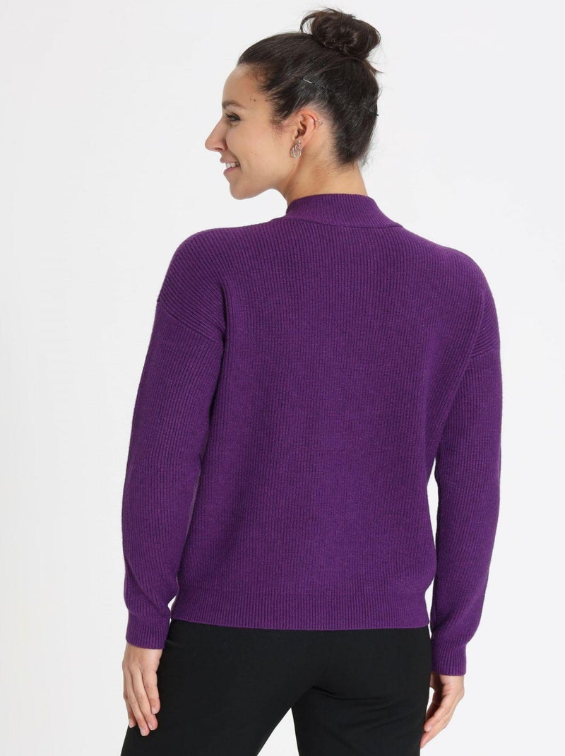 Pull boutonné PRUNE - Gérard Pasquier Violet prune - Kiabi