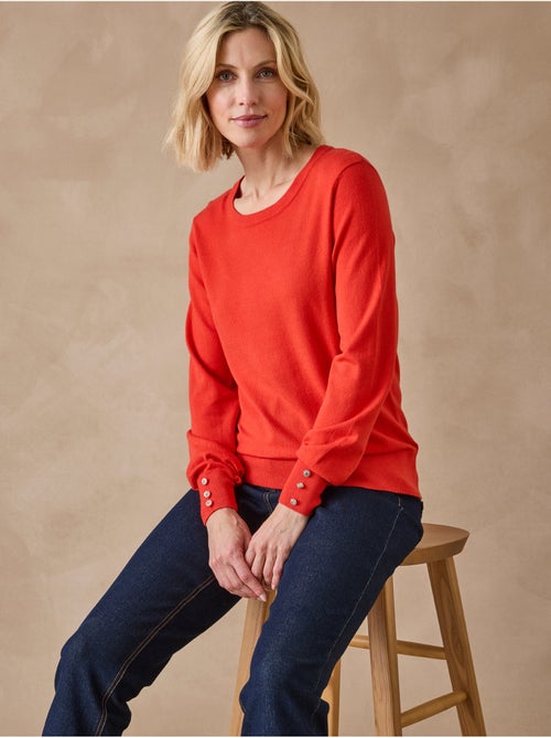 Pull boutons-bijoux aux manches - DAXON - Kiabi