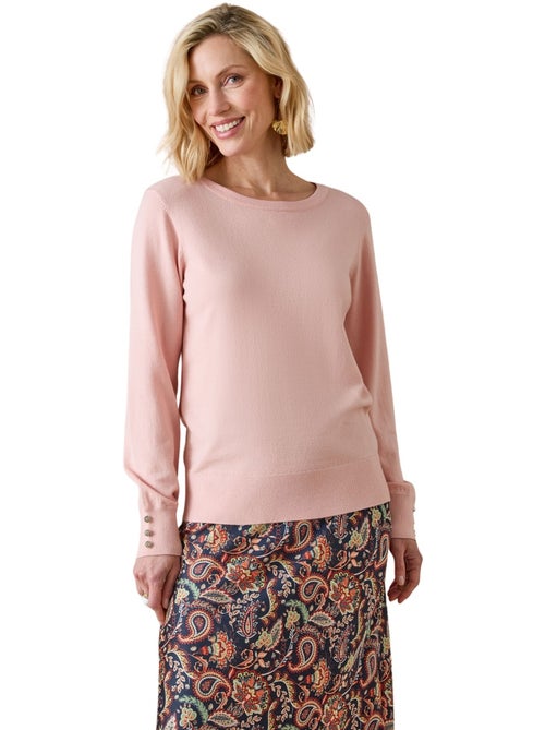 Pull boutons-bijoux aux manches - DAXON - Kiabi