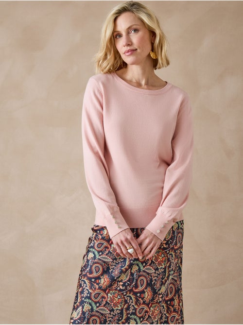 Pull boutons-bijoux aux manches - DAXON - Kiabi