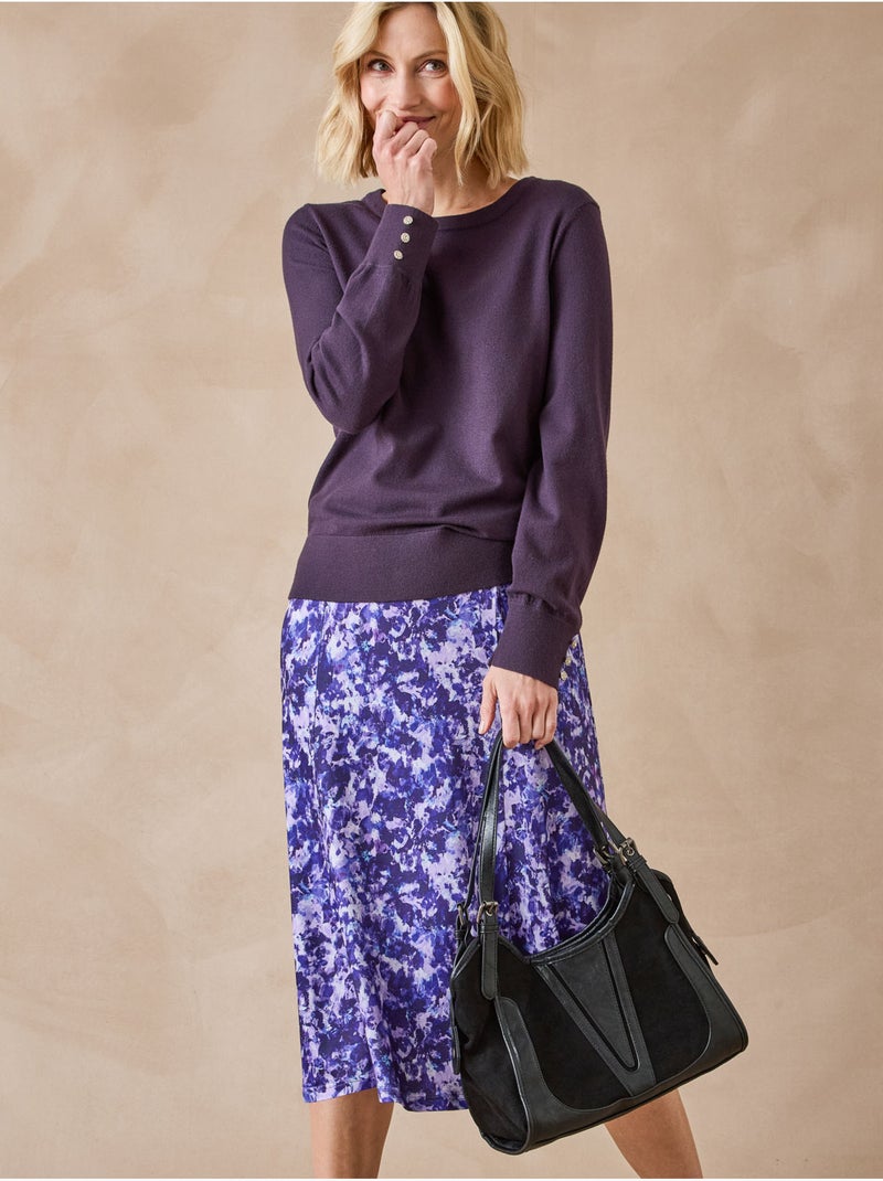 Pull boutons-bijoux aux manches - DAXON Violet prune - Kiabi