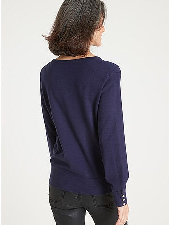 Pull boutons-bijoux aux manches