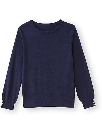 Pull boutons-bijoux aux manches