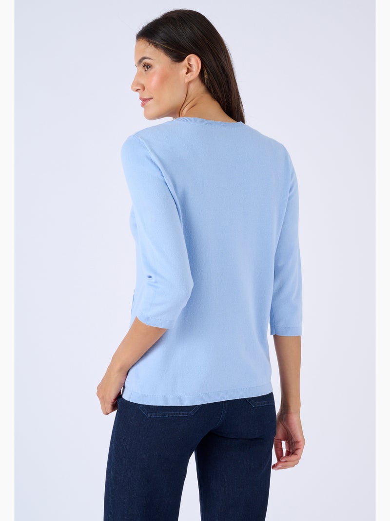Pull brodé - Damart Bleu - Kiabi