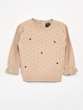 Pull brodé en maille pointelle