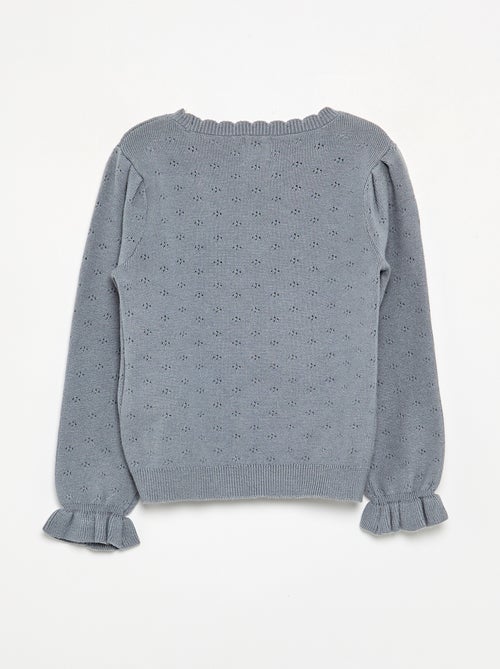 Pull brodé en maille pointelle - Kiabi