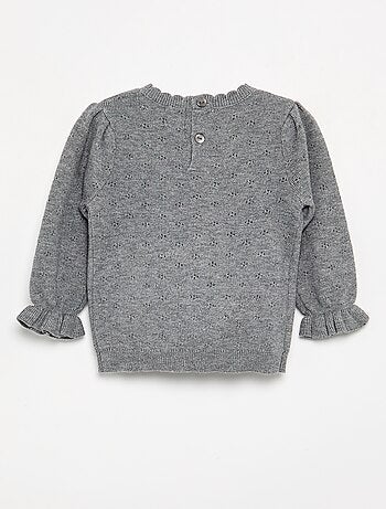 Pull brodé en maille pointelle