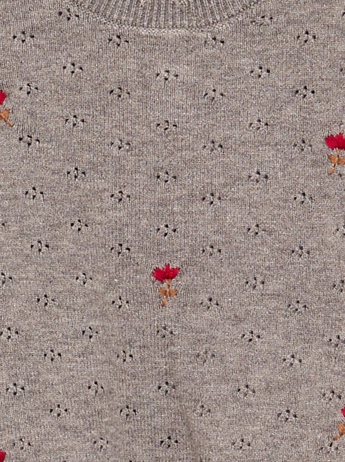 Pull brodé en maille pointelle - Kiabi