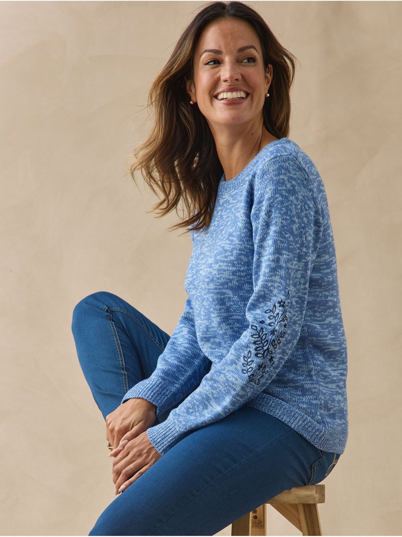 Pull broderies aux manches - DAXON Indigo - Kiabi