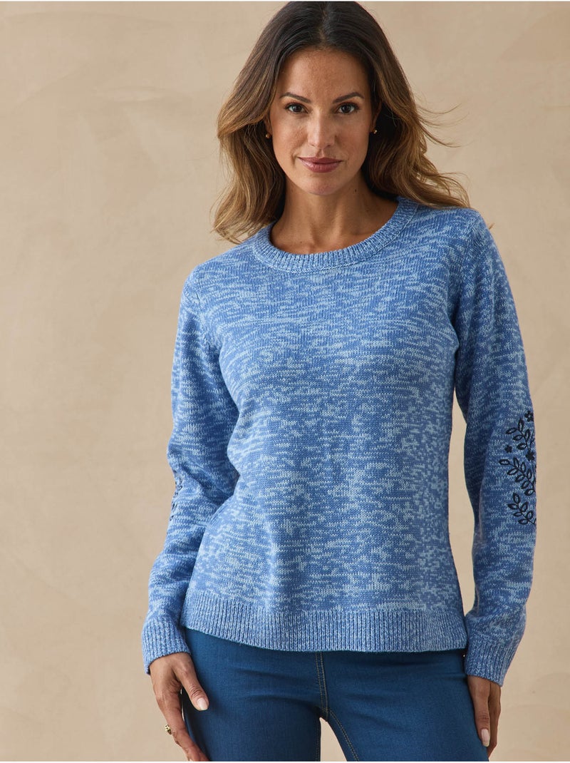 Pull broderies aux manches - DAXON Indigo - Kiabi