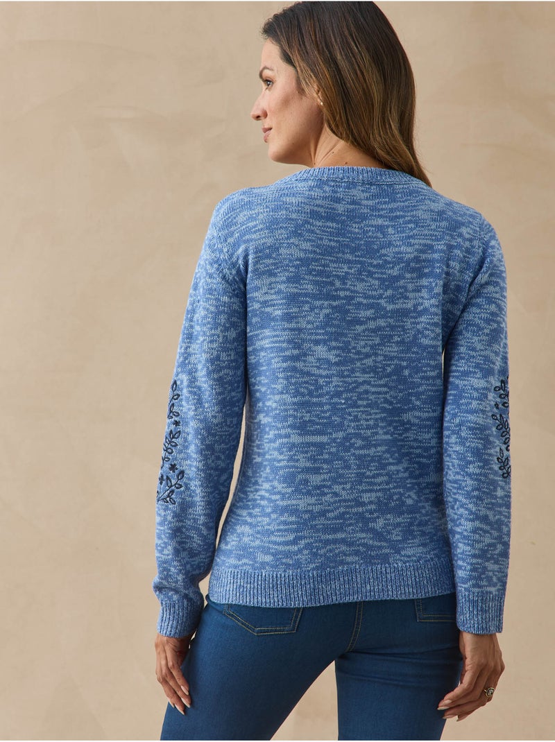 Pull broderies aux manches - DAXON Indigo - Kiabi