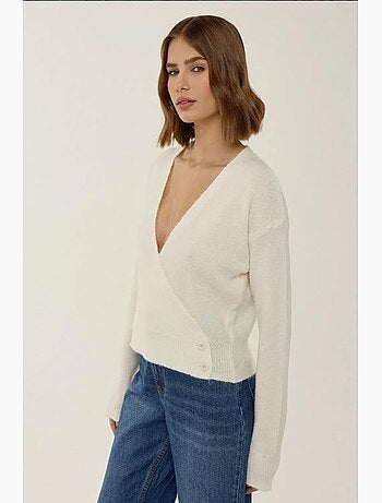 Pull cache-cœur boutonné à col en v hiccup
