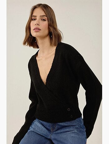 Pull cache-cœur boutonné à col en v hiccup