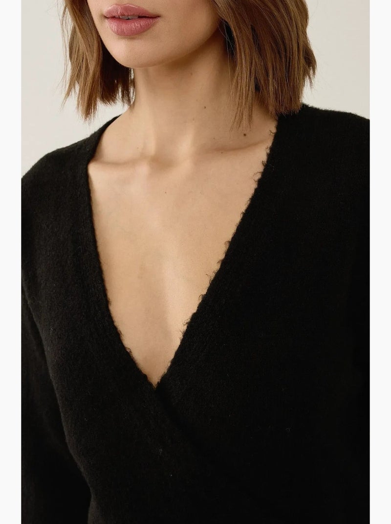 Pull cache-cœur boutonné à col en v hiccup Noir - Kiabi