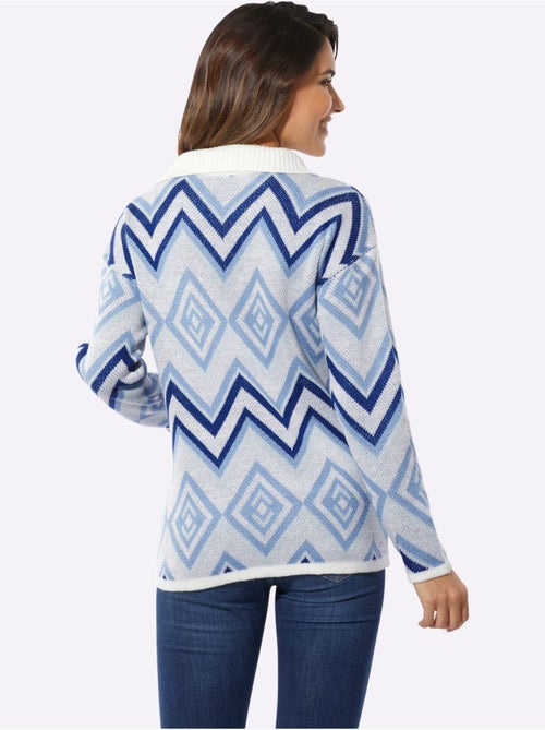 Pull camionneur avec col côtelé et motif jacquard losanges - Taille standard - Moda Vilona - Kiabi Pull camionneur avec col côtelé et motif jacquard losanges - Taille standard - Moda Vilona - Kiabi