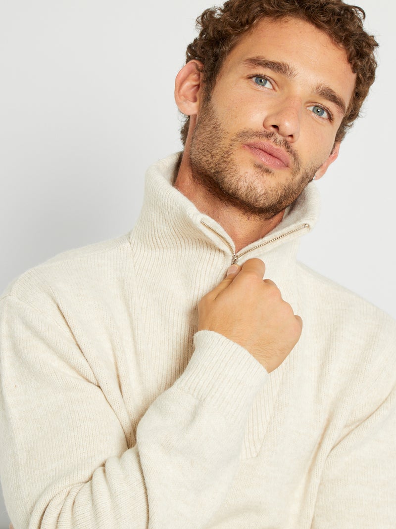 Pull camionneur bicolore beige - Kiabi