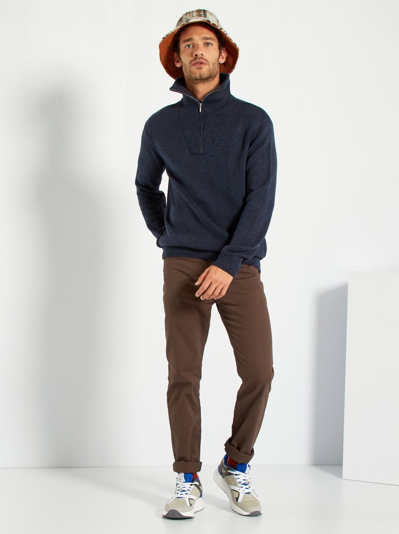 Pull camionneur bicolore bleu marine - Kiabi