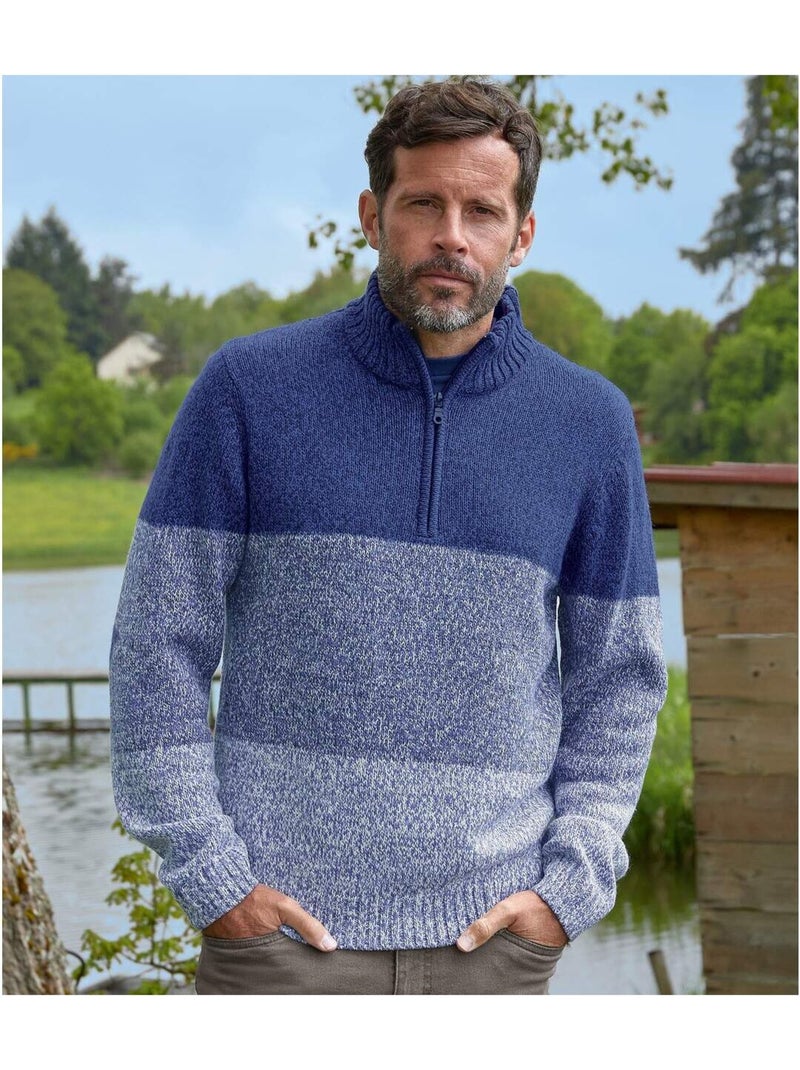 Pull camionneur en tricot mouliné - atlas for men Bleu - Kiabi