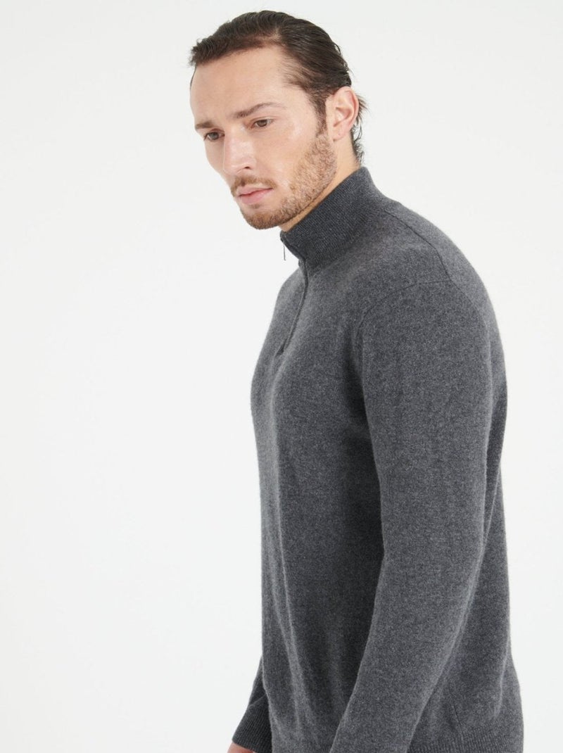 Pull camionneur homme 100% cachemire - LUKE 4 gris anthracite - Kiabi