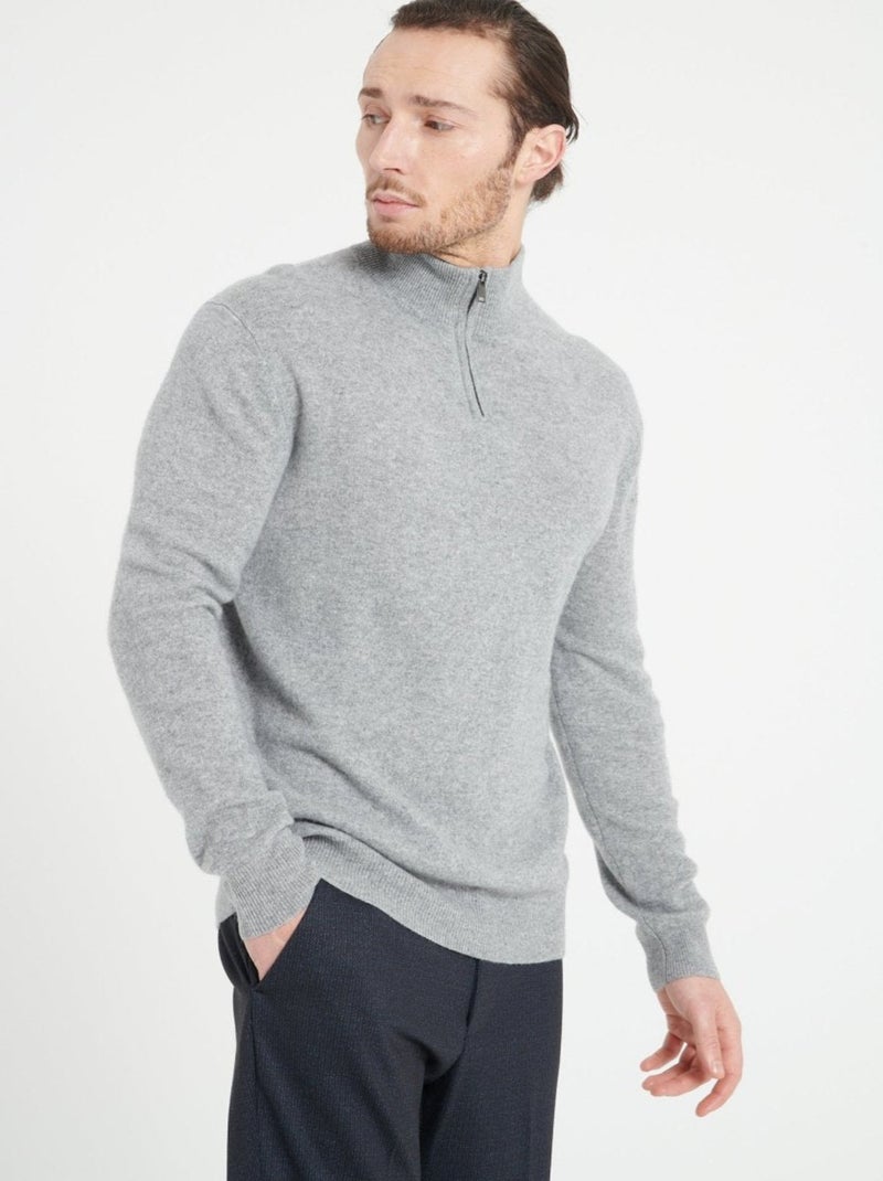 Pull camionneur homme 100% cachemire - LUKE 4 Gris clair - Kiabi